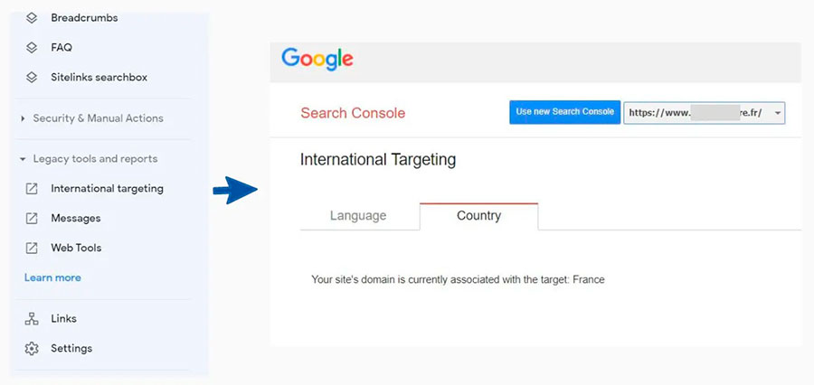 Отчет в Google Search Console для домена ccTLD