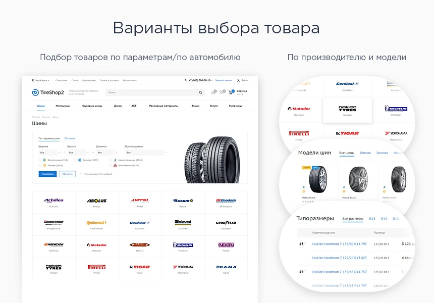 Варианты выбора товара